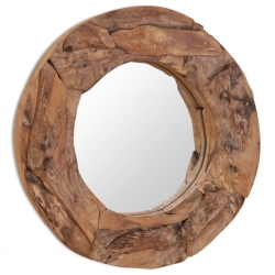 Lustro dekoracyjne, drewno tekowe, 60 cm, okrągłe