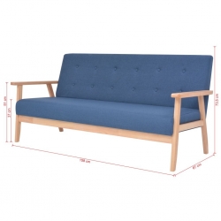 3-osobowa sofa tapicerowana, niebieska