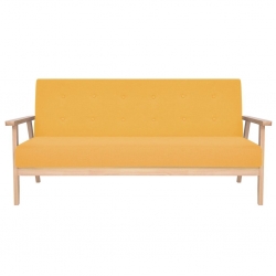 3-osobowa sofa tapicerowana, żółta