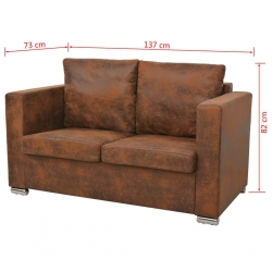 Sofa 2-osobowa, 137 x 73 x 82 cm, sztuczny zamsz