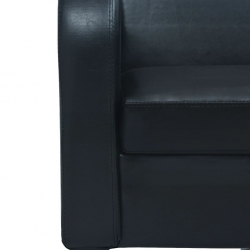 Sofa 2-osobowa, sztuczna skóra, czarna