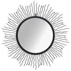 Lustro ścienne w kształcie słońca, 80 cm, czarne