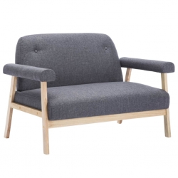 Sofa 2-osobowa tapicerowana materiałem, ciemnoszara