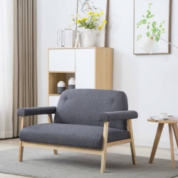 Sofa 2-osobowa tapicerowana materiałem, ciemnoszara