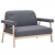 Sofa 2-osobowa tapicerowana materiałem, ciemnoszara