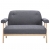 Sofa 2-osobowa tapicerowana materiałem, ciemnoszara