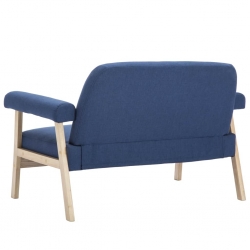 2-osobowa sofa tapicerowana tkaniną, niebieska