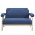 2-osobowa sofa tapicerowana tkaniną, niebieska