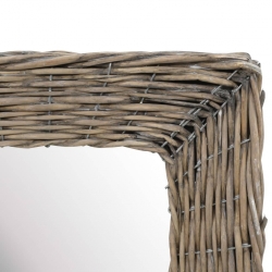 Lustro w wiklinowej ramie, brązowe, 50 x 100 cm