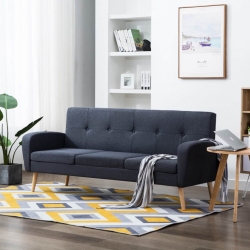 3-osobowa sofa tapicerowana tkaniną, ciemnoszara