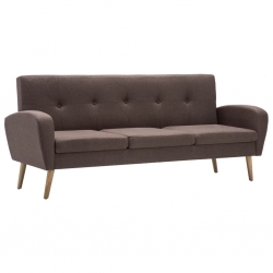 3-osobowa sofa tapicerowana tkaniną, brązowa