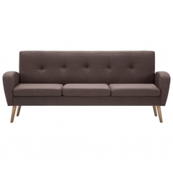 3-osobowa sofa tapicerowana tkaniną, brązowa