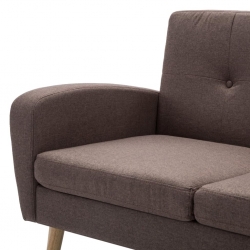 3-osobowa sofa tapicerowana tkaniną, brązowa