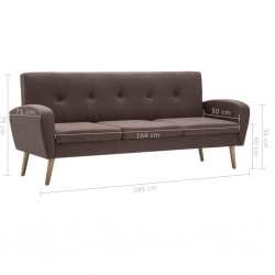 3-osobowa sofa tapicerowana tkaniną, brązowa