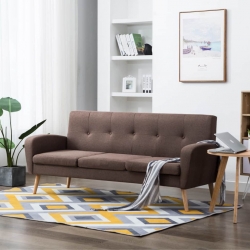 3-osobowa sofa tapicerowana tkaniną, brązowa