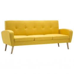 3-osobowa sofa tapicerowana tkaniną, żółta