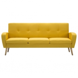 3-osobowa sofa tapicerowana tkaniną, żółta