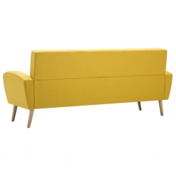 3-osobowa sofa tapicerowana tkaniną, żółta