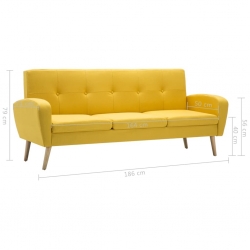 3-osobowa sofa tapicerowana tkaniną, żółta