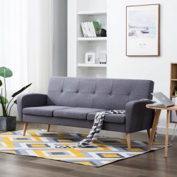 Sofa 3-osobowa, tapicerowana tkaniną, jasnoszara