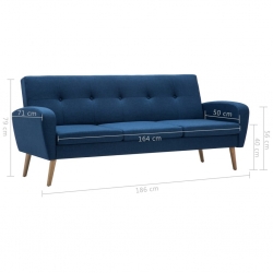 3-osobowa sofa tapicerowana, niebieska