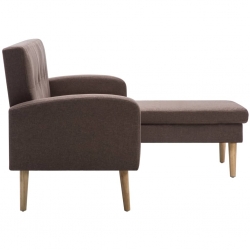 Sofa z leżanką, obita tkaniną, 186 x 136 x 79 cm, brązowa