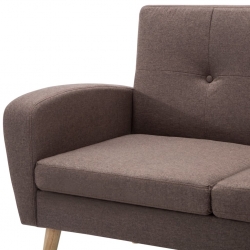 Sofa z leżanką, obita tkaniną, 186 x 136 x 79 cm, brązowa