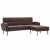 Sofa z leżanką, obita tkaniną, 186 x 136 x 79 cm, brązowa