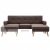 Sofa z leżanką, obita tkaniną, 186 x 136 x 79 cm, brązowa