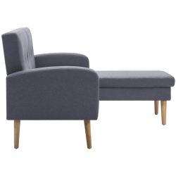 Sofa z leżanką, obita tkaniną, 186 x 136 x 79 cm, jasnoszara