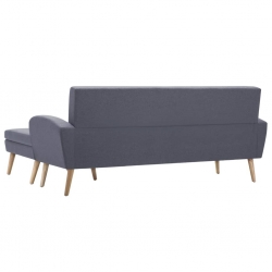 Sofa z leżanką, obita tkaniną, 186 x 136 x 79 cm, jasnoszara