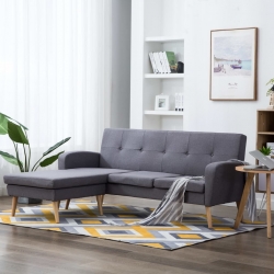 Sofa z leżanką, obita tkaniną, 186 x 136 x 79 cm, jasnoszara