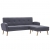 Sofa z leżanką, obita tkaniną, 186 x 136 x 79 cm, jasnoszara