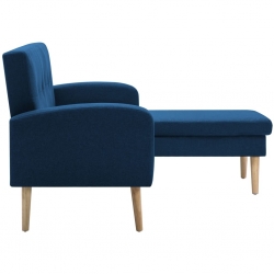Sofa z leżanką, obita tkaniną, 186 x 136 x 79 cm, niebieska
