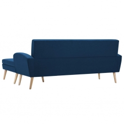 Sofa z leżanką, obita tkaniną, 186 x 136 x 79 cm, niebieska