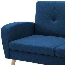 Sofa z leżanką, obita tkaniną, 186 x 136 x 79 cm, niebieska