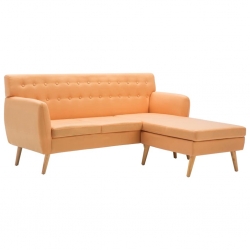 Sofa z leżanką, obita tkaniną, 171,5x138x81,5 cm, pomarańczowa