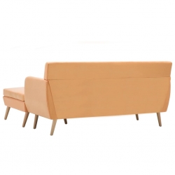 Sofa z leżanką, obita tkaniną, 171,5x138x81,5 cm, pomarańczowa