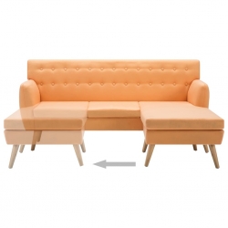 Sofa z leżanką, obita tkaniną, 171,5x138x81,5 cm, pomarańczowa