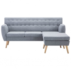 Sofa z leżanką, obita tkaniną, 171,5x138x81,5 cm, jasnoszara