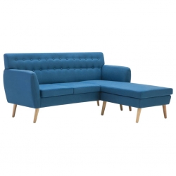 Sofa z leżanką, obita tkaniną, 171,5 x 138 x 81,5 cm, niebieska