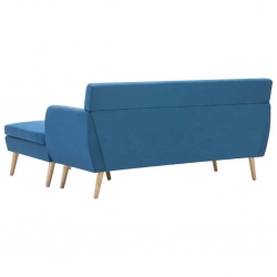 Sofa z leżanką, obita tkaniną, 171,5 x 138 x 81,5 cm, niebieska
