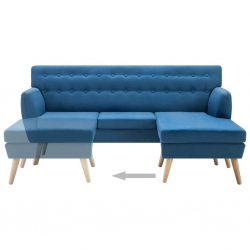 Sofa z leżanką, obita tkaniną, 171,5 x 138 x 81,5 cm, niebieska