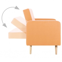 Sofa tapicerowana materiałem, pomarańczowa