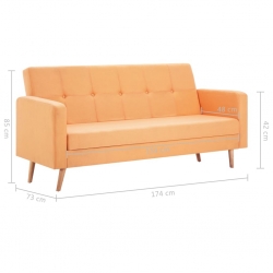 Sofa tapicerowana materiałem, pomarańczowa