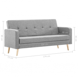 Sofa materiałowa, jasnoszara