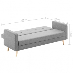 Sofa materiałowa, jasnoszara