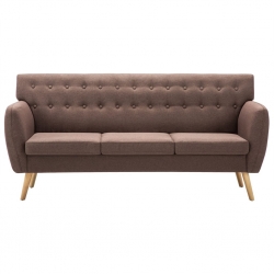 3-osobowa sofa tapicerowana tkaniną, 172x70x82 cm, brązowa
