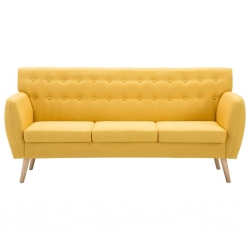 3-osobowa sofa tapicerowana tkaniną, 172x70x82 cm, żółta