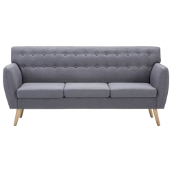 3-osobowa sofa tapicerowana tkaniną, 172x70x82 cm, jasnoszara